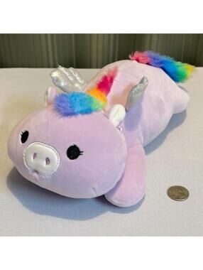 Squishmallow Laying Pegasus Stefana Hug Mees Purple Rainbow Plush